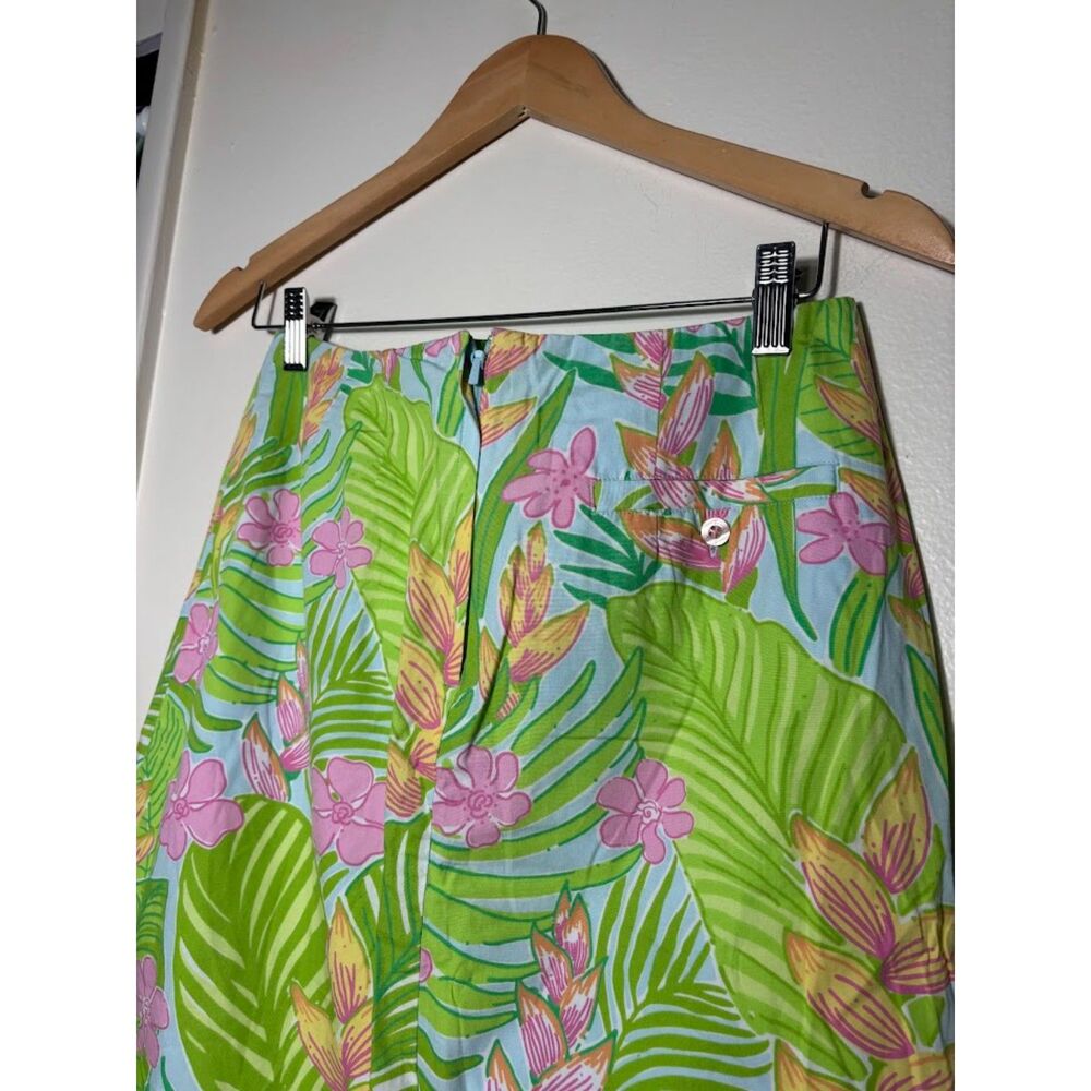 Lilly Pulitzer Skirt Vintage Cynthia Botanical Garden Pink Green Scallop Mini 4 - Picture 4 of 4